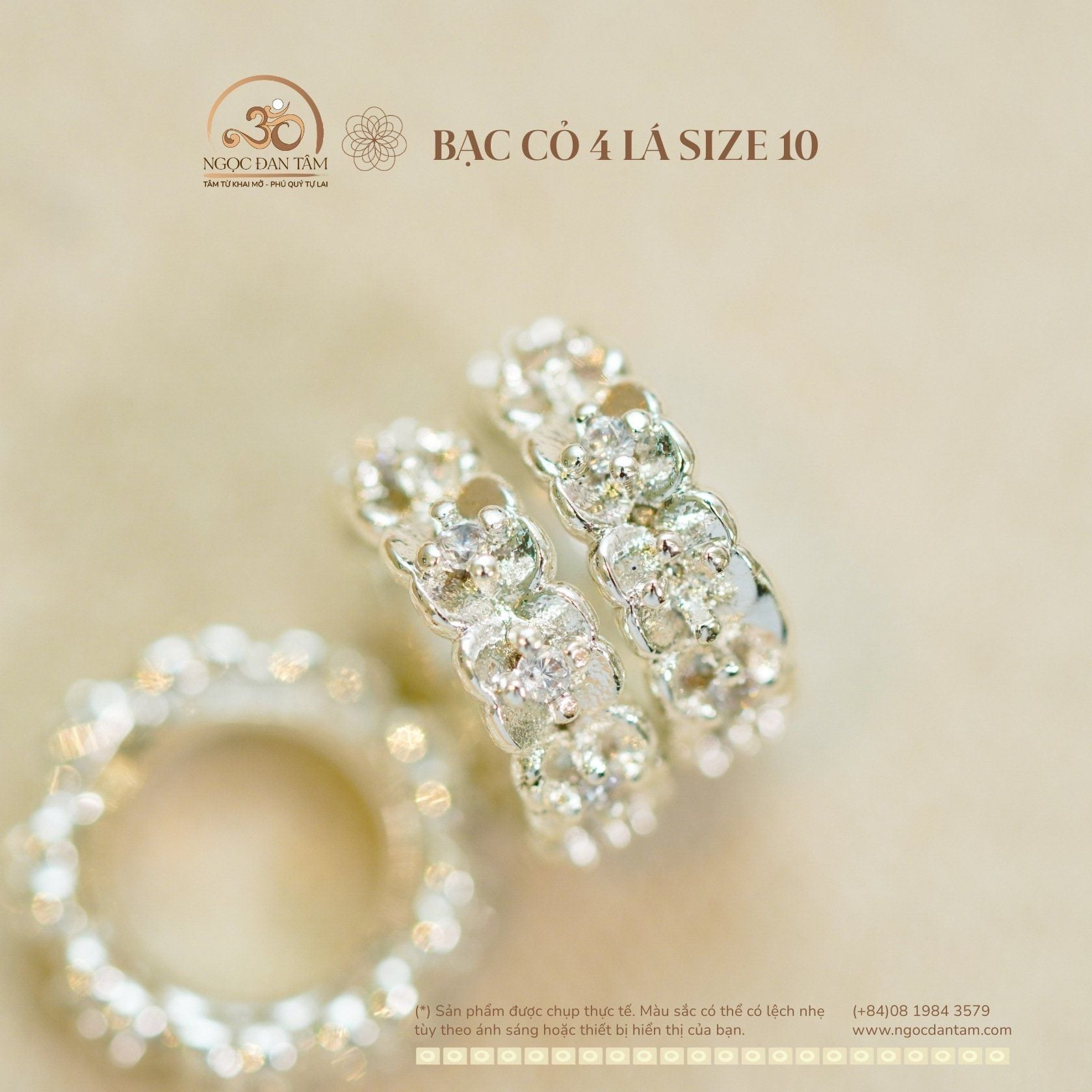  Charm Bạc cỏ 4 Lá Size 10 - Bạc Cao Cấp 