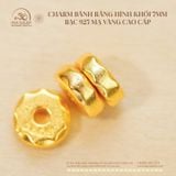  Charm Bánh Răng Hình Khối 7mm - Bạc 925 Mạ Vàng Cao Cấp 