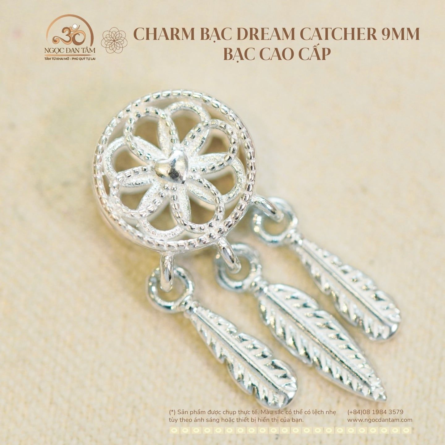  Charm Bạc Dream Catcher 9mm - Bạc 925 Cao Cấp 