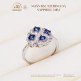  Nhẫn Bạc 925 Đính Đá Sapphire 3mm 