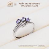  Nhẫn Bạc 925 Đính Đá Tanzanite 3x4mm 