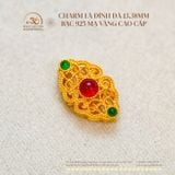  Charm Lá Đính Đá 13,38mm - Bạc 925 Mạ Vàng Cao Cấp 