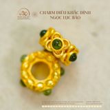  Charm Điêu Khắc Đính Ngọc Lục Bảo 10mm - Kim Loại Mạ Vàng 