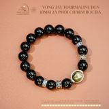  Vòng tay Tourmaline Đen 10mm 2A Phối Charm Bọc Đá 