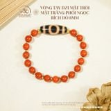  Vòng Tay Dzi Mặt Trời Mặt Trăng Phối Ngọc Bích Đỏ 8mm 