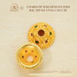  Charm Ốp Màu Đính Đá 9mm - Bạc 925 Mạ Vàng Cao Cấp 