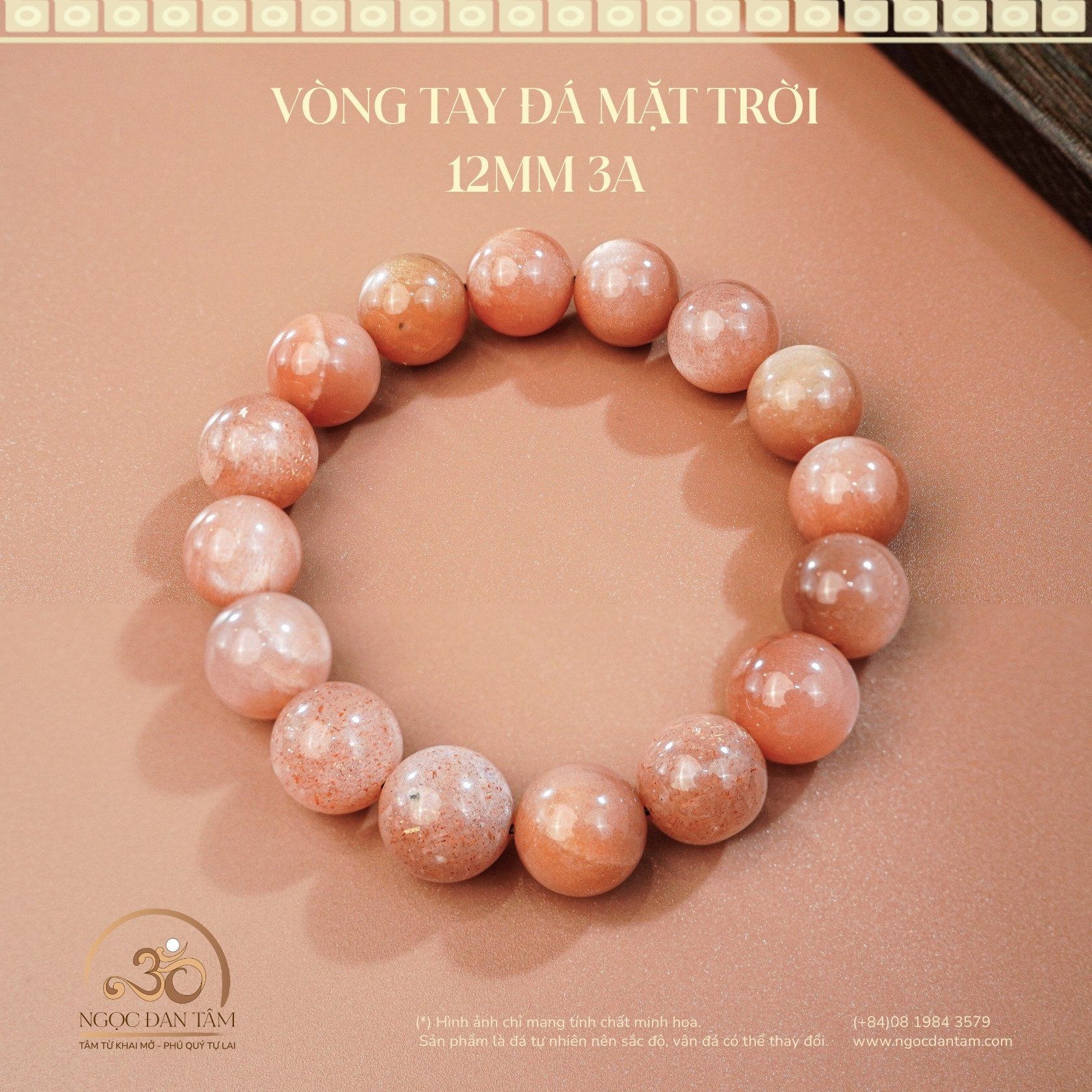  Vòng Tay Đá Mặt Trời 12mm 3A 