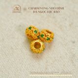  Charm Vòng Nhỏ Đính Đá Ngọc Lục Bảo 4,59mm - Kim Loại Mạ Vàng Cao Cấp 