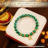  Vòng Tay Khổng Tước 8mm 3A Phối Charm Bánh Xe Pháp Luân 