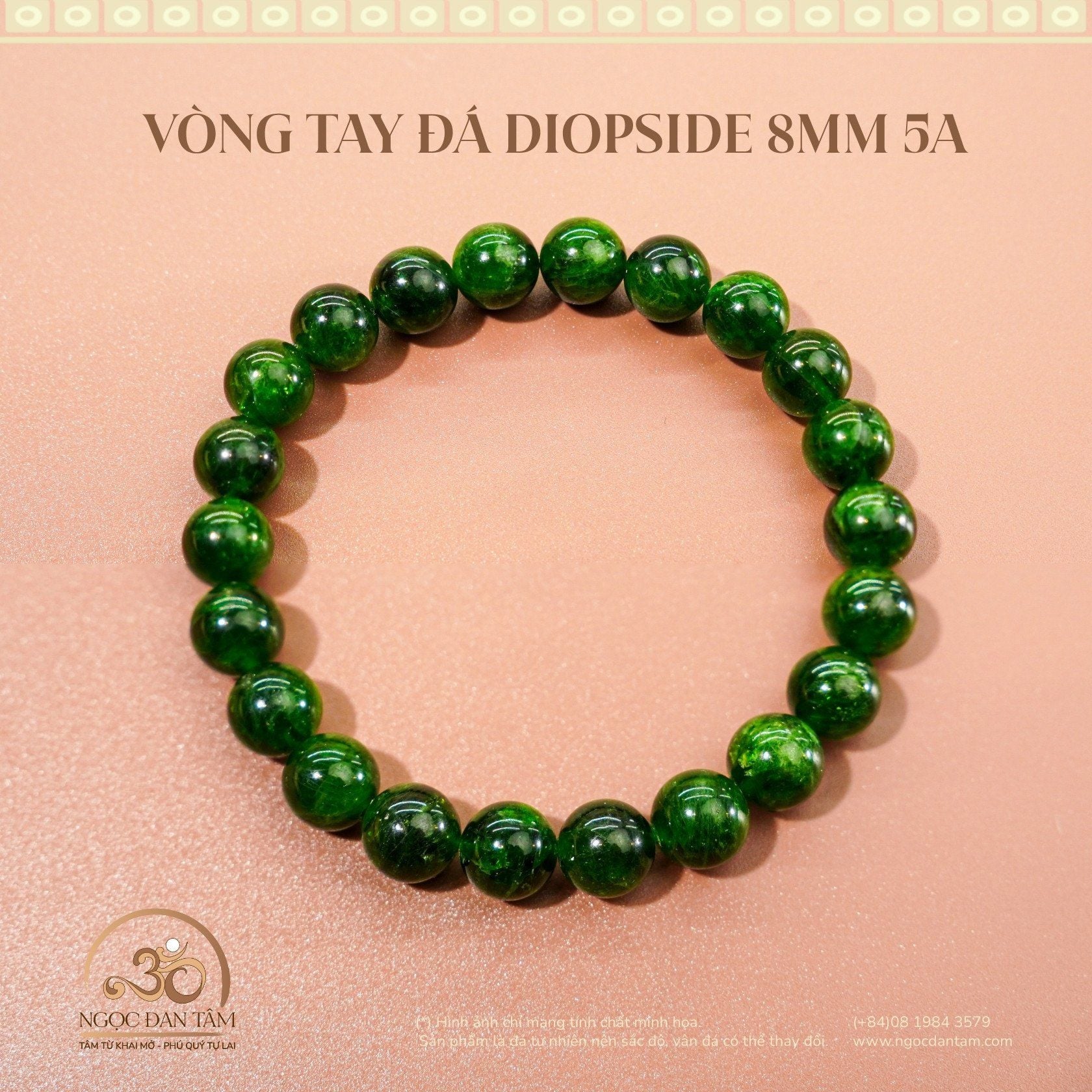  Vòng Tay Đá Diopside 8mm 5A 