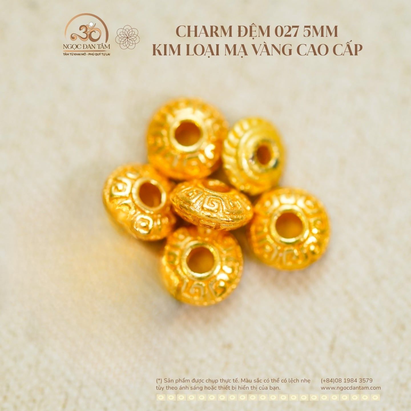  Charm Đệm 027 - Kim Loại Mạ Vàng Cao Cấp 