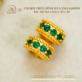  Charm Tròn Đính Đá Xanh Mạ Vàng - Bạc 925 Mạ Vàng 