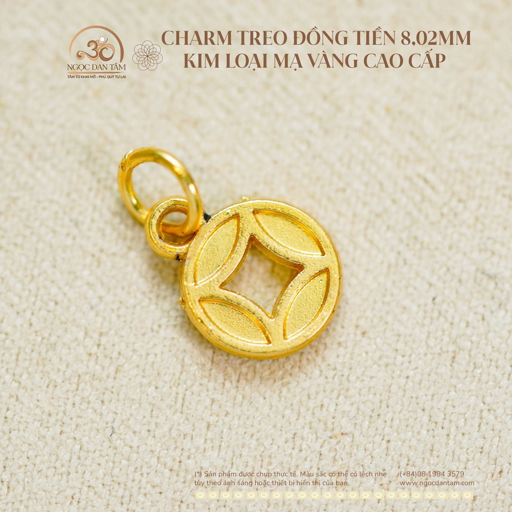  Charm Treo Đồng Tiền 8.02mm - Kim Loại Mạ Vàng Cao Cấp 