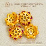  Charm Đài Hoa Đá Hồng - Kim Loại Mạ Vàng 