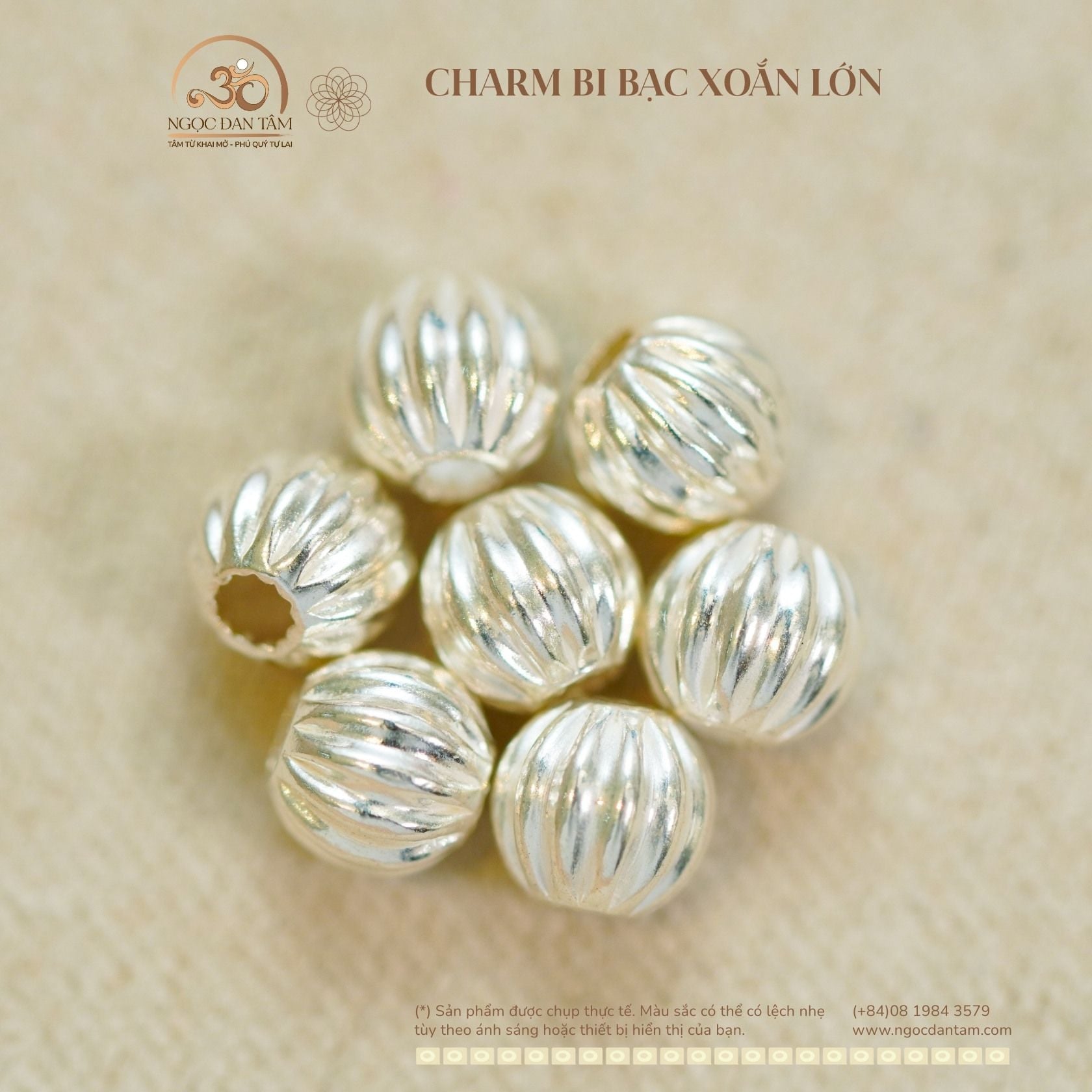  Charm Bạc Xoắn Lớn 5.05mm - Bạc Cao Cấp 