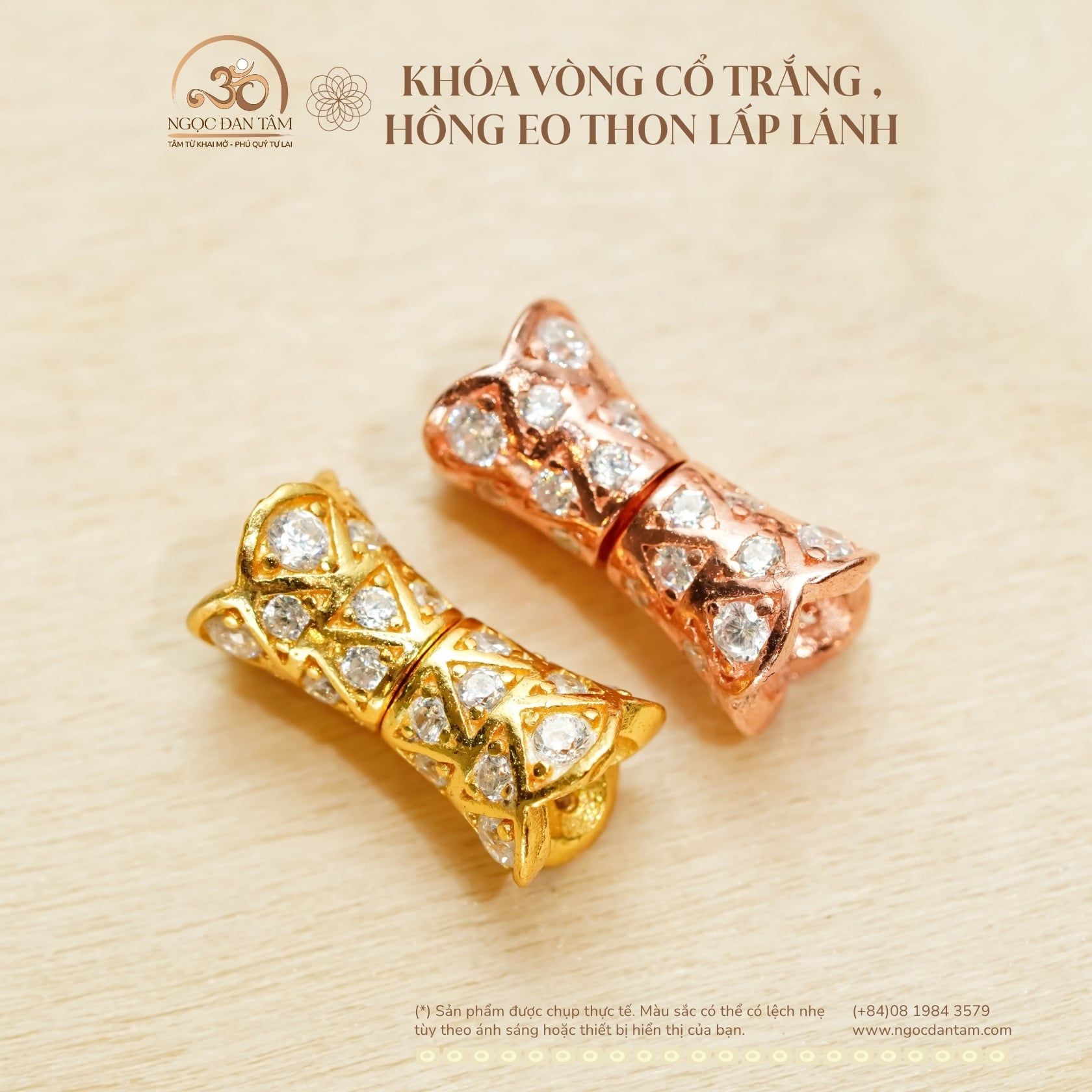  Charm Khóa Vòng Cổ Bạc 925 Mạ Vàng Trắng , Hồng Eo Thon Lấp Lánh 