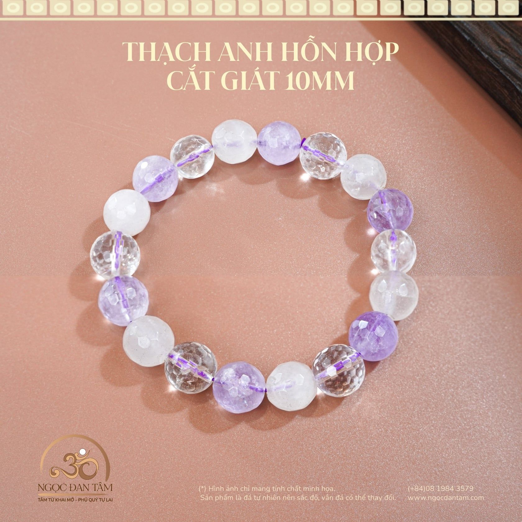  Vòng Tay Thạch Anh Hỗn Hợp Cắt Giác 10mm 