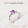 Nhẫn Bạc 925 Đính Đá Thạch Anh Tím Tim 6mm