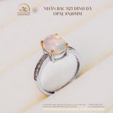  Nhẫn Bạc 925 Đính Đá Opal 8x10mm 