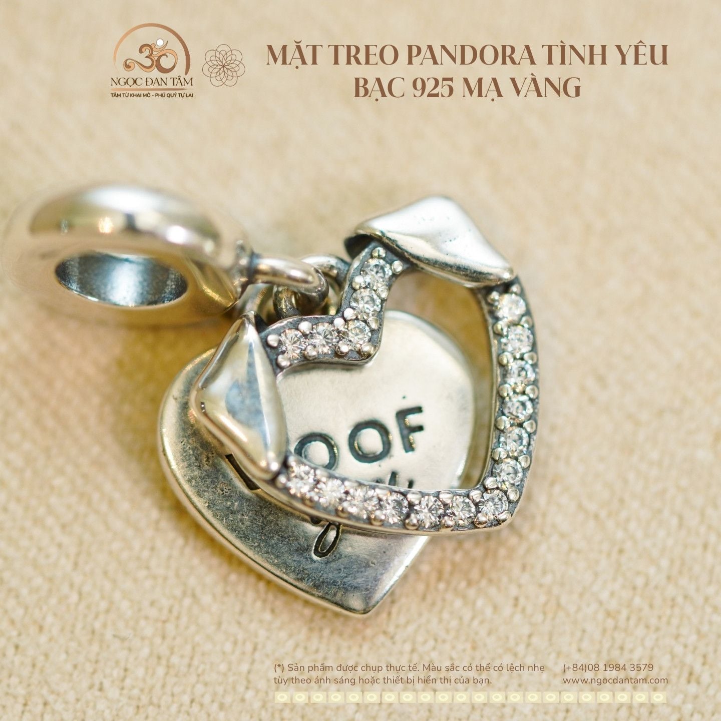  Charm Treo Mặt Treo Pandora Tình Yêu Bạc 925 