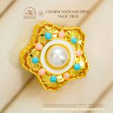  Charm Ngôi Sao Đính Ngọc Trai 22,13mm - Kim Loại Mạ Vàng Cao 