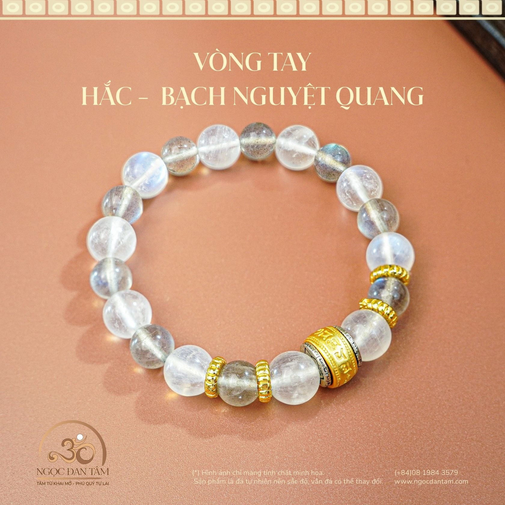  Vòng Tay Hắc - Bạch Nguyệt Quang Phối Charm 