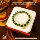  Vòng Tay Diopside 8mm 5A Phối Charm Chùy Kim Cang Đá Màu 