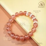  Vòng Tay Đá Thạch Anh Dâu Tây 10mm 2A Phối Charm Bạc 