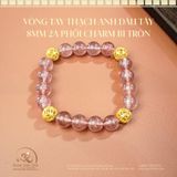  Vòng Tay Đá Thạch Anh Dâu Tây 8mm 2A Phối Charm Bi Tròn 