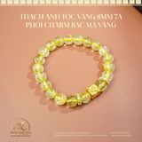  Thạch Anh Tóc Vàng 8mm 7A Phối Charm Bạc Mạ Vàng 