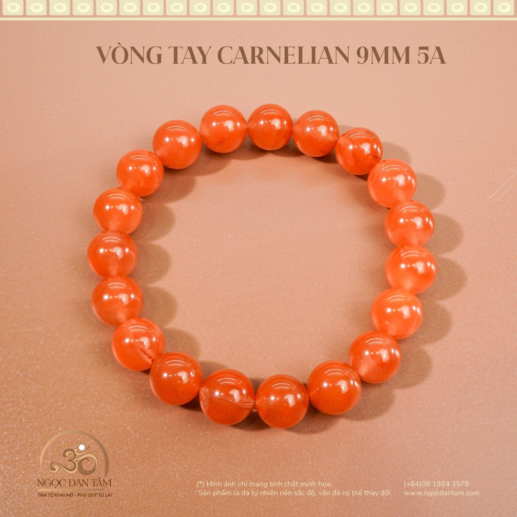  Vòng Tay Carnelian VIP 9mm 5A 