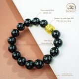  Vòng Tay Tourmaline Đen 10mm 2A Phối Charm Lục Giác Họa Tiết 