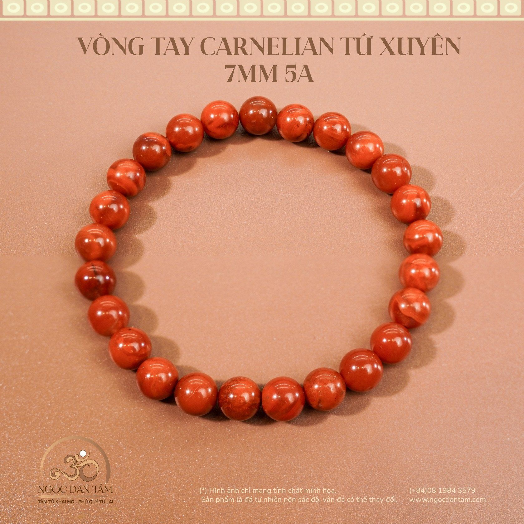  Vòng Tay Carnelian Tứ Xuyên 7mm 5A 