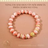  Vòng Tay Đào Hoa Vân Mây 8mm 5A Phối Charm 