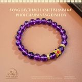  Vòng Tay Thạch Anh Tím 8mm 6A Phối Charm Vàng Đính Đá 