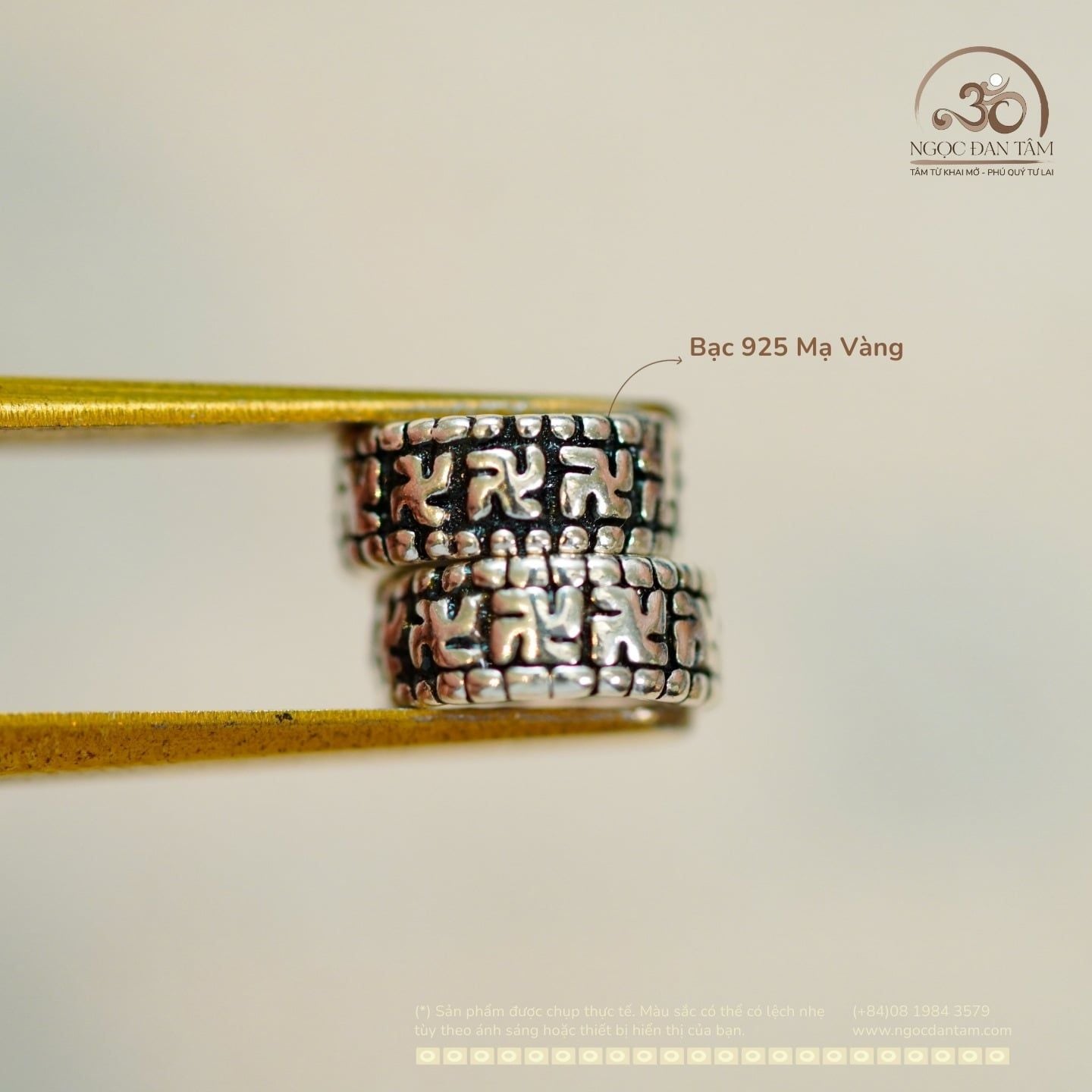  Charm Đệm Chữ Vạn Nhỏ - Bạc 925 Cao Cấp 