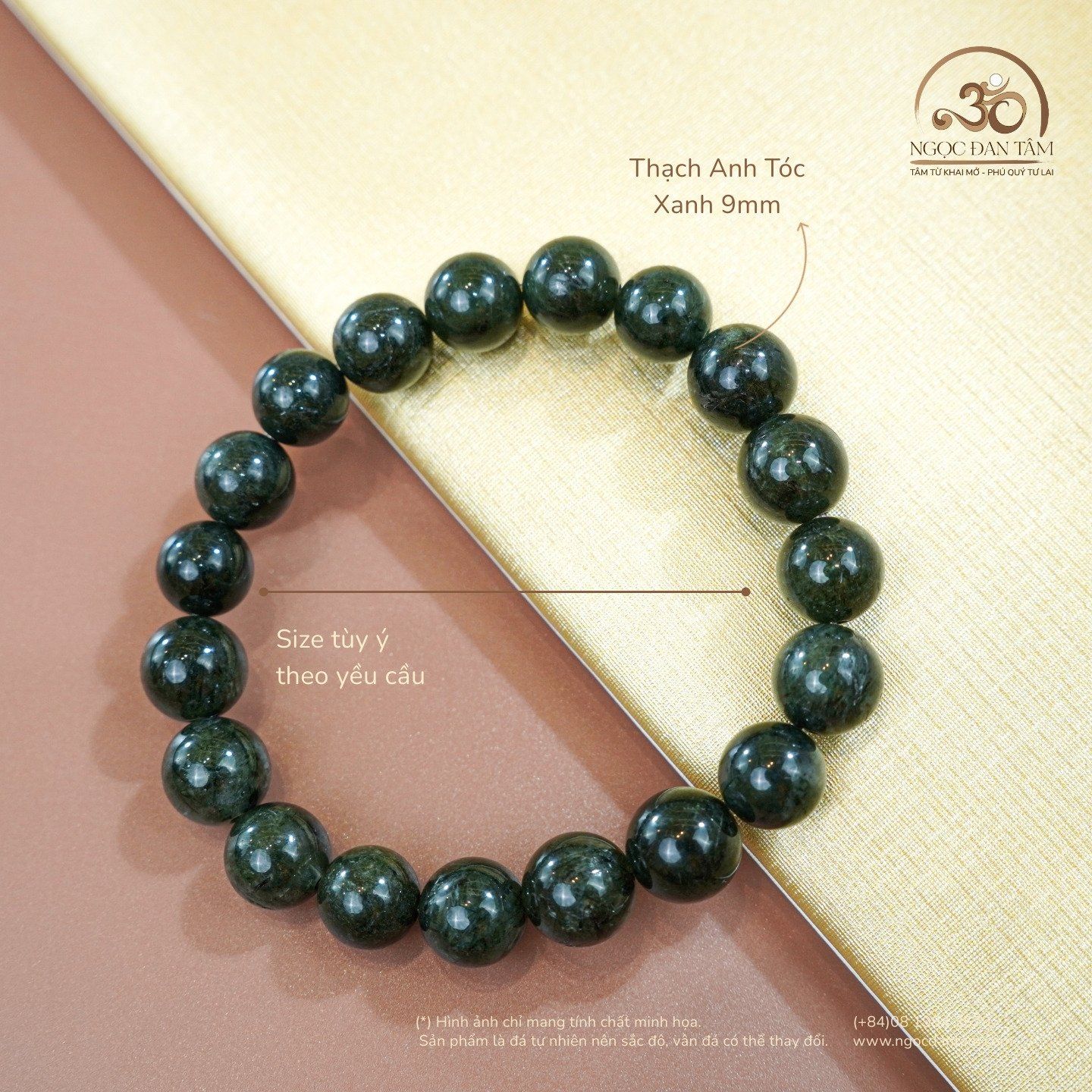  Vòng Tay Thạch Anh Tóc Xanh 3A 9mm 