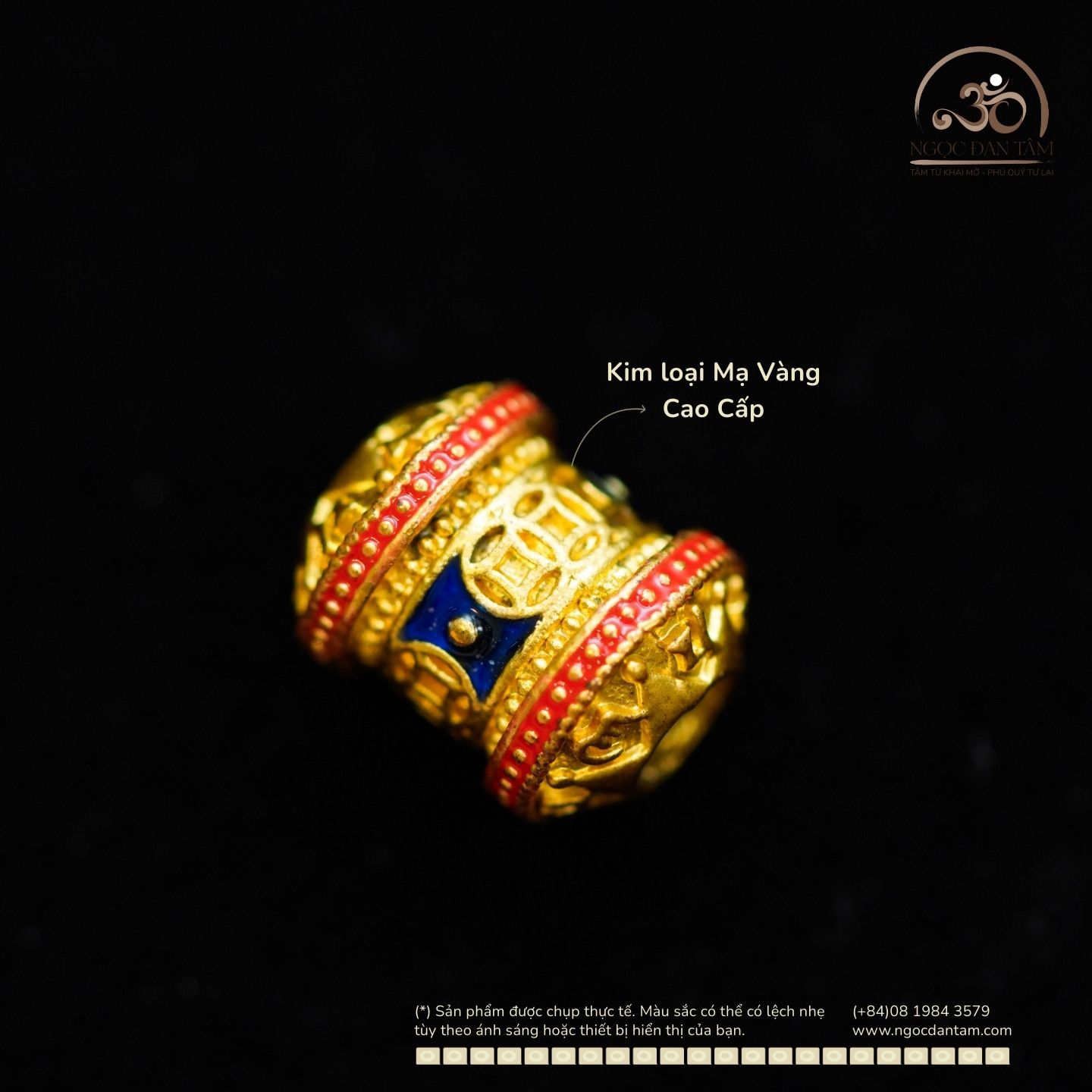  Charm Vạn Phúc 12,79mm - Kim Loại Mạ Vàng Cao Cấp 