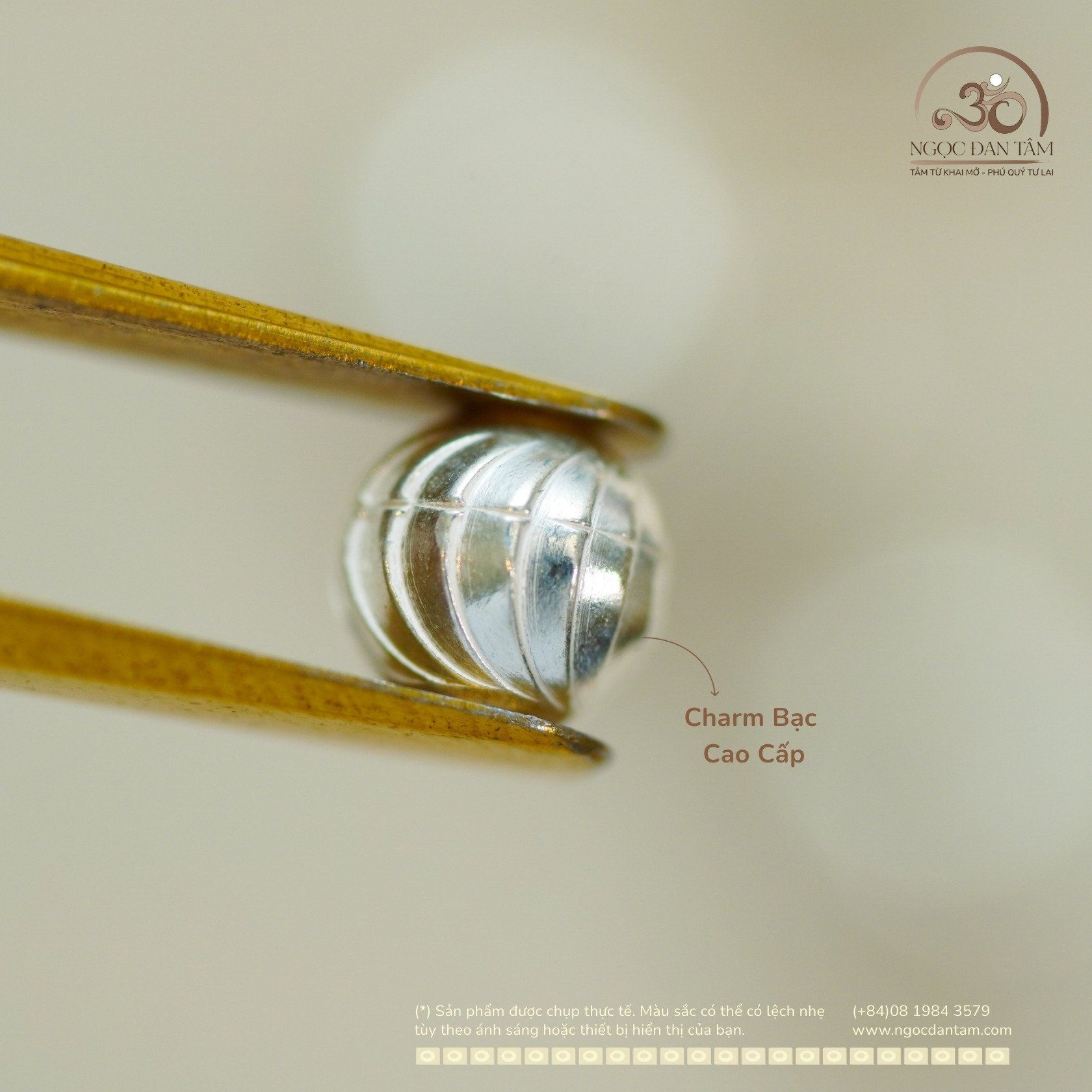  Charm Bi Bạc Xoắn Nhỏ 3.57mm - Bạc Cao Cấp 