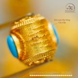  Charm Trụ Đá Xanh 9.73mm  - Kim Loại Mạ Vàng Cao Cấp 