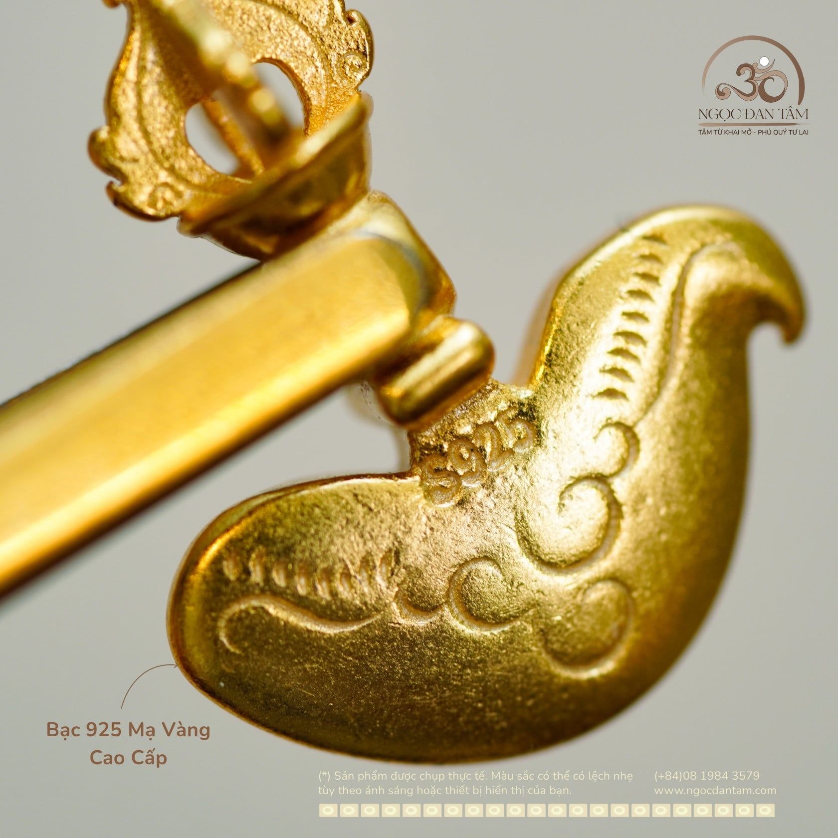  Charm Rìu Kim Cang - Bạc 925 Mạ Vàng Cao Cấp 