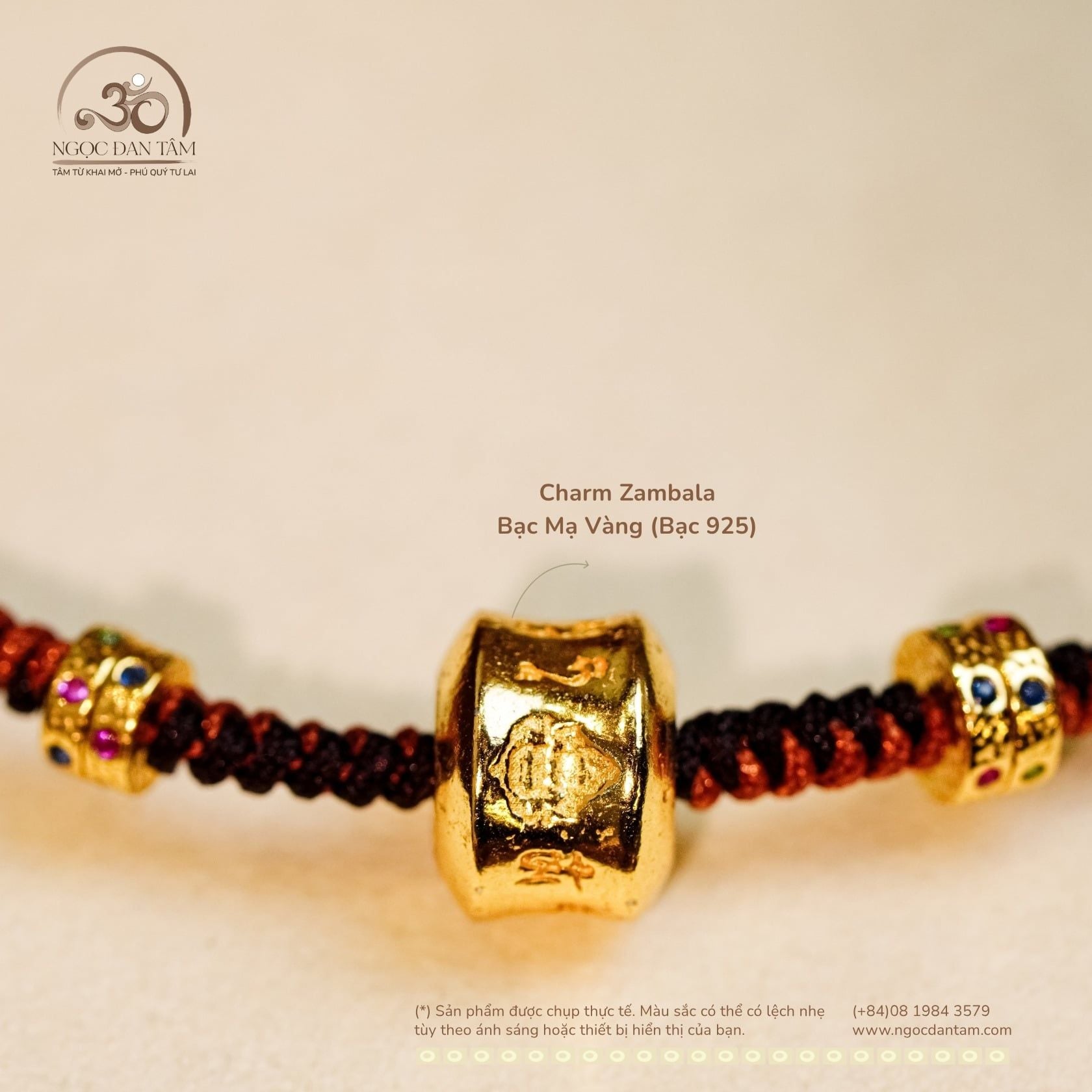  Vòng Tay + Vòng Cổ Thắt Dây Charm Chùy Kim Cang Phối Charm Zambala 