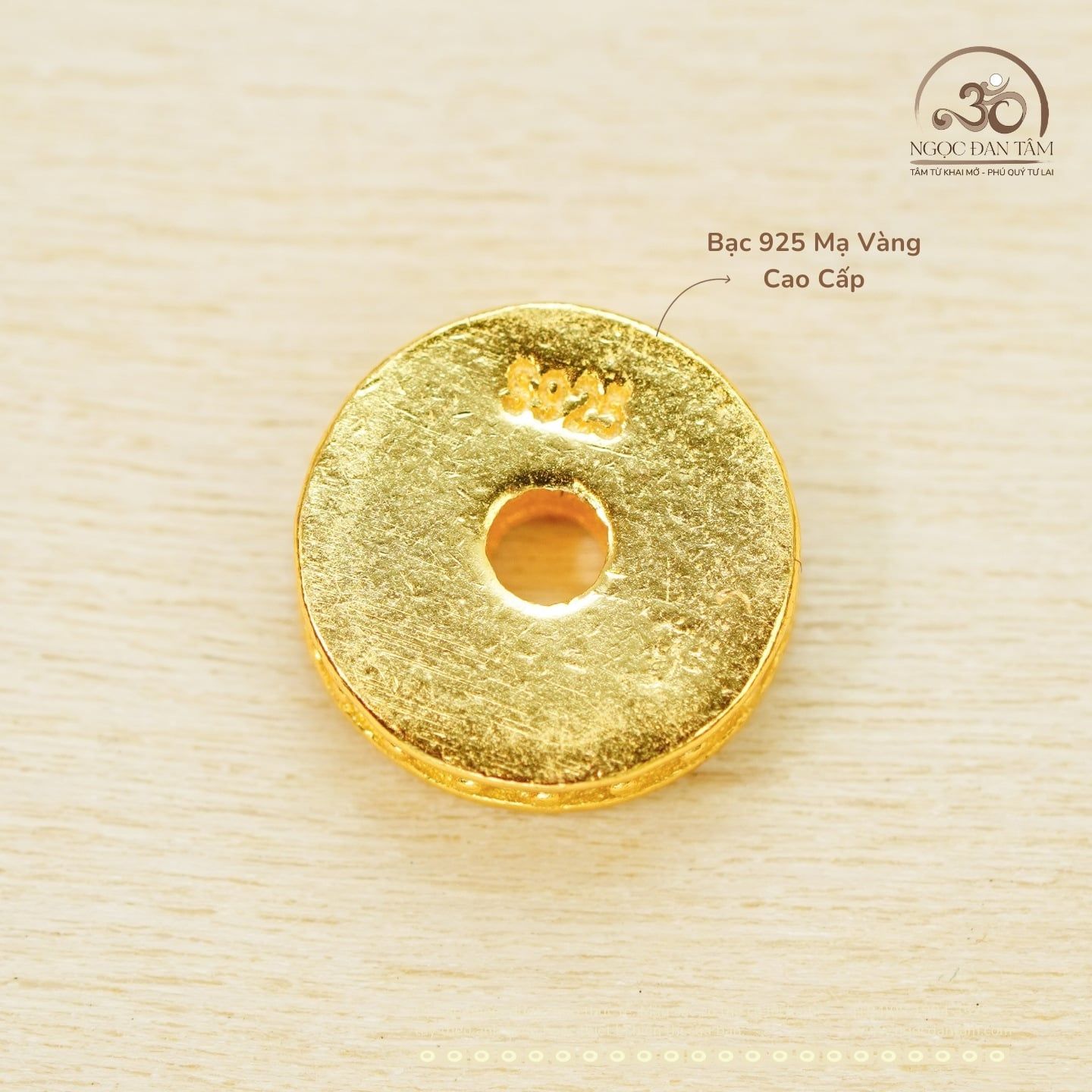  Charm Tròn Dẹp Đính Đá Lớn 7.83mm - Bạc 925 Mạ Vàng Cao Cấp 