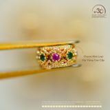  Charm Tròn Dẹp Đính Đá 6mm - Kim Loại Mạ Vàng Cao Cấp 