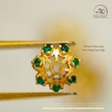  Charm Ốp Hoa Đá Xanh 7,78mm - Charm Kim Loại Mạ Vàng Cao Cấp 
