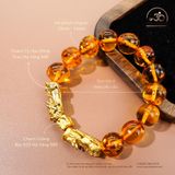  Vòng Tay Hổ Phách Phối Tỳ Hưu 13mm - 14mm 