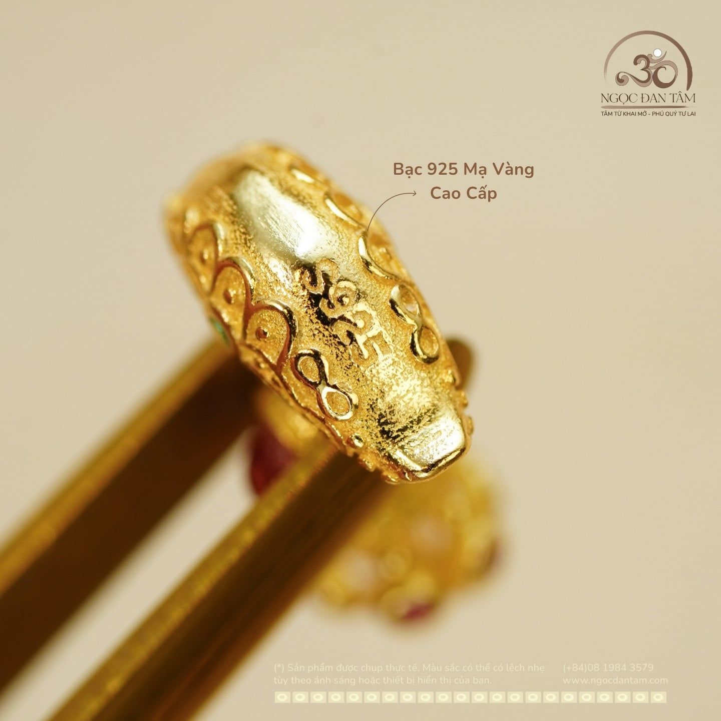  Charm Mỏ Neo Đính Đá Hồng 13mm - Bạc 925 Mạ Vàng Cao Cấp 