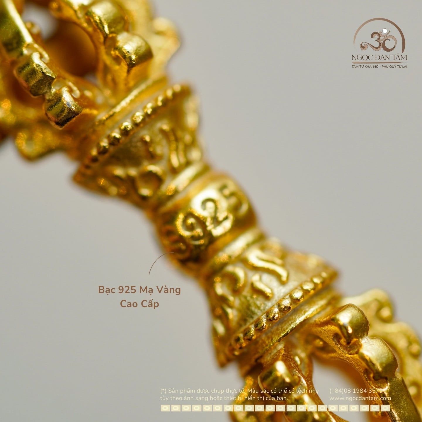  Charm Chày Kim Cang (lớn) - Bạc 925 Mạ Vàng Cao Cấp 