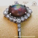  Nhẫn Bạc 925 Đính Đá Opal Xám 6x8mm 