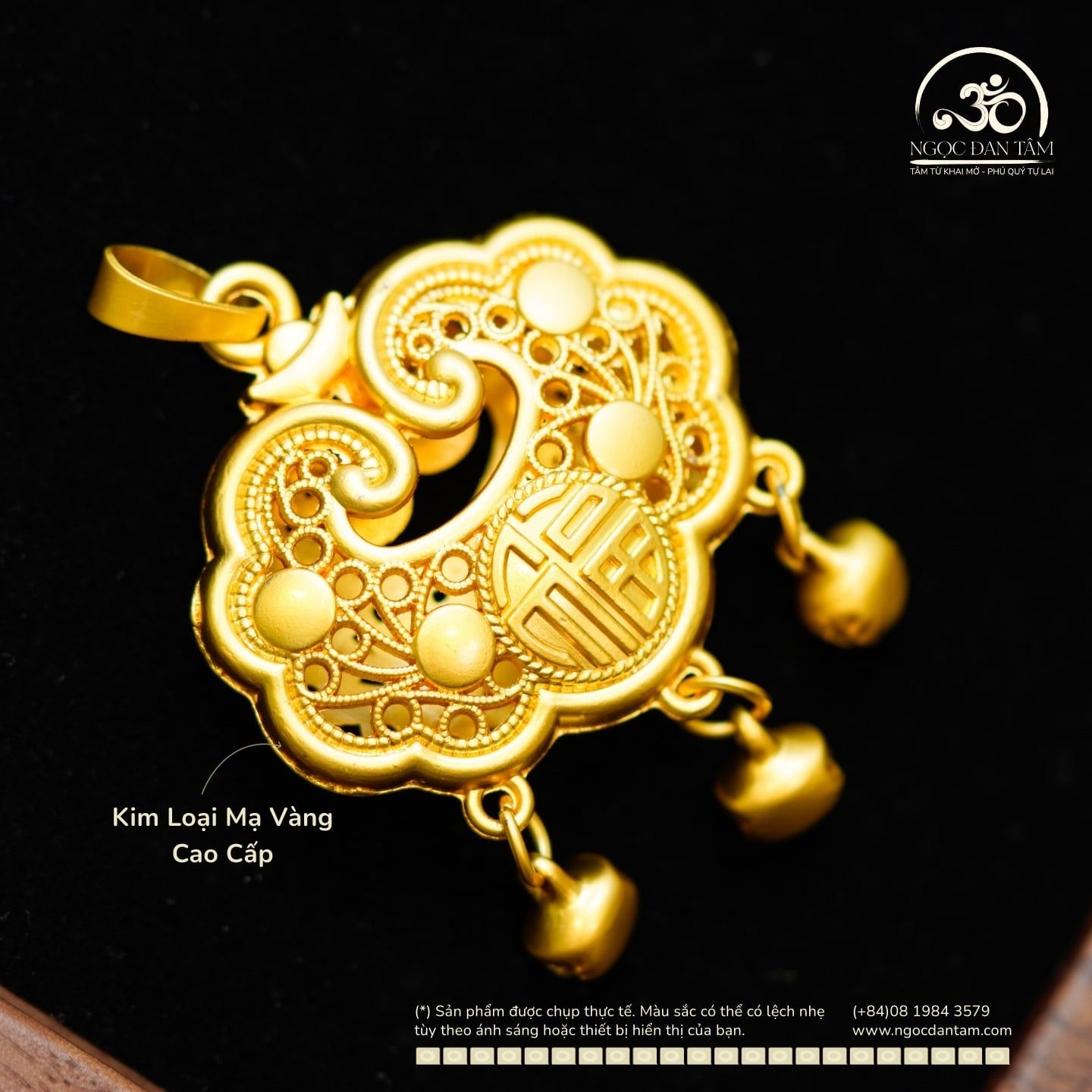  Mặt Dây Chuyền Chuông May Mắn 32,60mm - Kim Loại Mạ Vàng Cao Cấp 